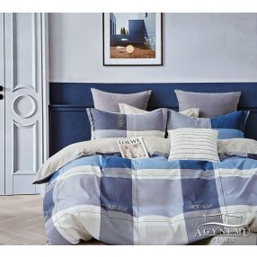   3 részes ágyneműhuzat garnitúra, ágyneműhuzat szett, pamut ágynemű, Kék kockás ágynemű