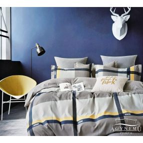   3 részes ágyneműhuzat garnitúra, ágyneműhuzat szett, pamut ágynemű, Szürke kockás ágynemű