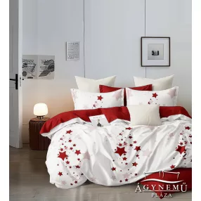   6 részes ágyneműhuzat garnitúra, 220x200 cm ágynemű garnitúra, piros Csillagos ágynemű