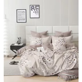   6 részes ágyneműhuzat garnitúra, 220x200 cm ágynemű garnitúra, barna Virágos ágynemű