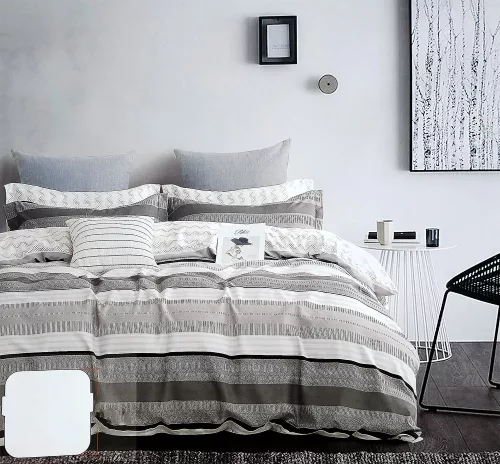 6 részes ágyneműhuzat garnitúra, 220x200 cm ágynemű garnitúra, szürke Csíkos ágynemű
