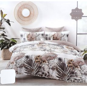   6 részes Flanel ágynemű garnitúra, vastag ágyneműhuzat szett garnitúra, barna Virágos