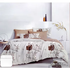   6 részes ágyneműhuzat garnitúra, 220x200 cm ágynemű garnitúra, Barna virágos ágynemű