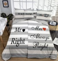   Mr. & Mrs. ágyneműhuzat garnitúra, Mr. és Mrs. ágynemű, Szürke csíkos Mr. & Mrs.