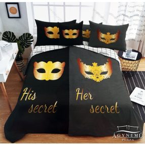  Mr. & Mrs. ágyneműhuzat garnitúra, Mr. és Mrs. ágynemű, Szürke, arany Maszk