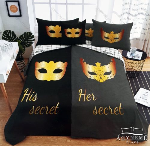 Mr. & Mrs. ágyneműhuzat garnitúra, Mr. és Mrs. ágynemű, Szürke, arany Maszk