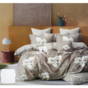   Ágyneműhuzat garnitúra, 7 részes ágynemű garnitúra szett, barna Virágos ágynemű