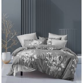   Ágyneműhuzat garnitúra, 7 részes ágynemű garnitúra szett, szürke Virágos ágynemű
