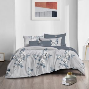   Ágyneműhuzat garnitúra, 7 részes ágynemű garnitúra szett, szürke Virágos ágynemű
