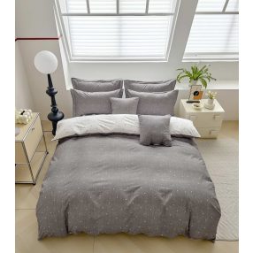   Ágyneműhuzat garnitúra, 7 részes ágynemű garnitúra szett, sötét szürke Pöttyös ágynemű