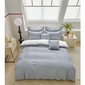   Ágyneműhuzat garnitúra, 7 részes ágynemű garnitúra szett, világos szürke Pöttyös ágynemű