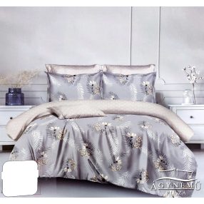   Ágyneműhuzat garnitúra, 7 részes ágynemű garnitúra szett, Szürke virágos ágynemű