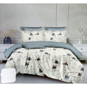   Ágyneműhuzat garnitúra, 7 részes ágynemű garnitúra szett, Krém virágos ágynemű