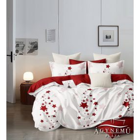   Ágyneműhuzat garnitúra, 7 részes ágynemű garnitúra szett, piros Csillagos ágynemű