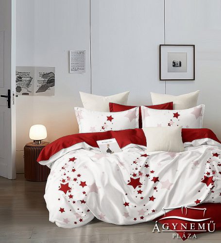 Ágyneműhuzat garnitúra, 7 részes ágynemű garnitúra szett, piros Csillagos ágynemű