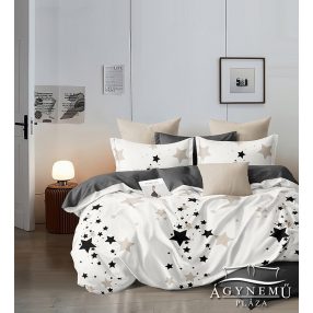   Ágyneműhuzat garnitúra, 7 részes ágynemű garnitúra szett, sötét szürke Csillagos ágynemű