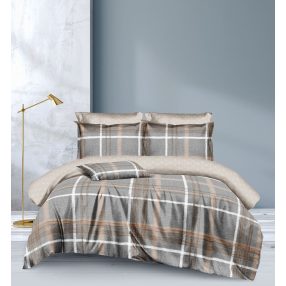   Ágyneműhuzat garnitúra, 7 részes ágynemű garnitúra szett, Barna csíkos ágynemű