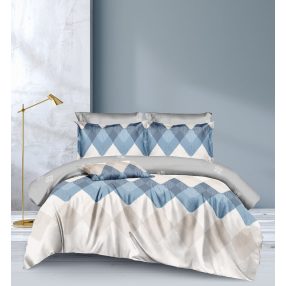   Ágyneműhuzat garnitúra, 7 részes ágynemű garnitúra szett, Kék csíkos ágynemű