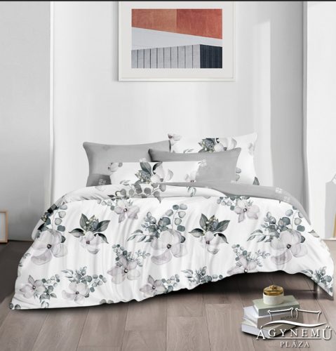 Ágyneműhuzat garnitúra, 7 részes ágynemű garnitúra szett, fehér Virágos ágynemű