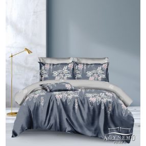   Ágyneműhuzat garnitúra, 7 részes ágynemű garnitúra szett, sötétszürke Virágos ágynemű