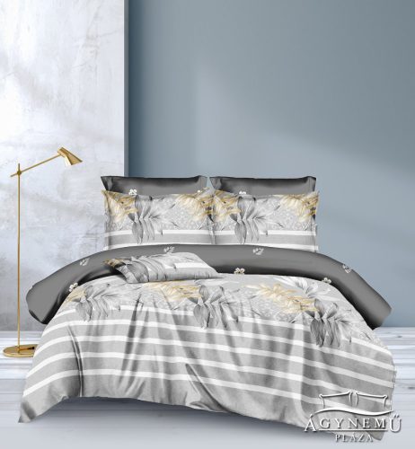 Ágyneműhuzat garnitúra, 7 részes ágynemű garnitúra szett, szürke Virágos ágynemű