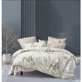   Ágyneműhuzat garnitúra, 7 részes ágynemű garnitúra szett, szürke Virágos és Pillangó ágynemű