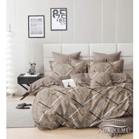   Ágyneműhuzat garnitúra, 7 részes ágynemű garnitúra szett, Barna csíkos ágynemű