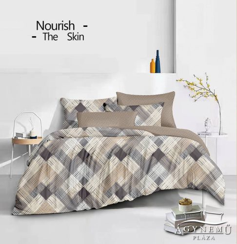 Ágyneműhuzat garnitúra, 7 részes ágynemű garnitúra szett, Szürke absztrakt csíkos ágynemű