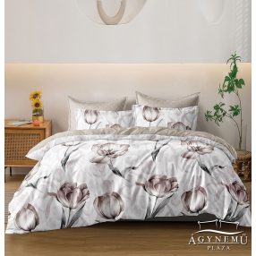   Ágyneműhuzat garnitúra, 7 részes ágynemű garnitúra szett, barna Virágos ágynemű