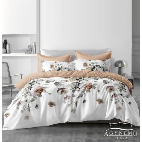   Ágyneműhuzat garnitúra, 7 részes ágynemű garnitúra szett, barna Virágos ágynemű