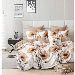   Ágyneműhuzat garnitúra, 7 részes ágynemű garnitúra szett, barna Virágos ágynemű