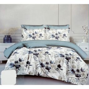   Ágyneműhuzat garnitúra, 7 részes ágynemű garnitúra szett, kék Virágos ágynemű