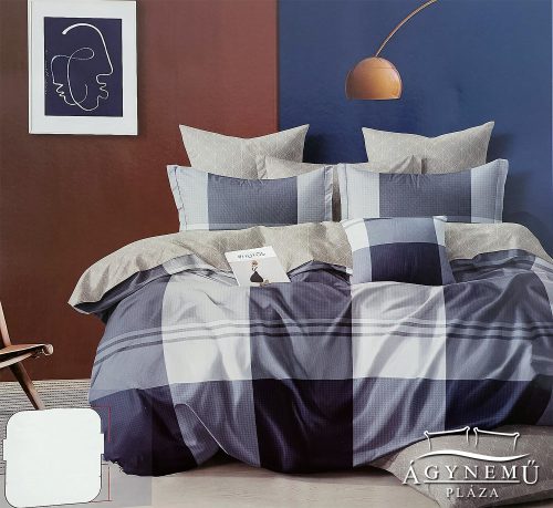Ágyneműhuzat garnitúra, 7 részes ágynemű garnitúra szett, kék Absztrakt kockás ágynemű