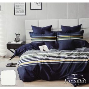   Ágyneműhuzat garnitúra, 7 részes ágynemű garnitúra szett, kék csíkos ágynemű