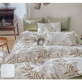   Ágyneműhuzat garnitúra, 7 részes ágynemű garnitúra szett, krém Virágos ágynemű