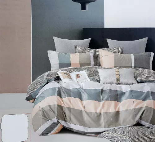 Ágyneműhuzat garnitúra, 7 részes ágynemű garnitúra szett, pasztell Csíkos ágynemű