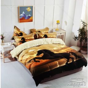   Ágyneműhuzat garnitúra, 3D ágyneműhuzat szett garnitúra, vad fekete Ló ágynemű