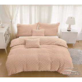   7 részes mikroplüss ágyneműhuzat garnitúra, Plüss ágynemű garnitúra szett, világosbarna