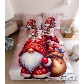   7 részes Karácsonyi ágynemű garnitúra, karácsonyos ágyneműhuzat garnitúra, piros Karácsonyi Manó