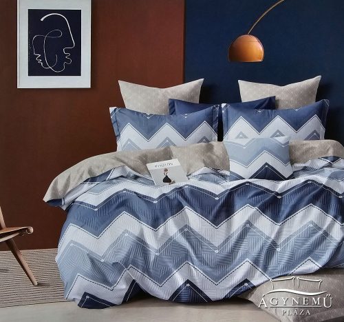 Ágyneműhuzat garnitúra, 7 részes ágynemű garnitúra szett, Kék csíkos ágynemű