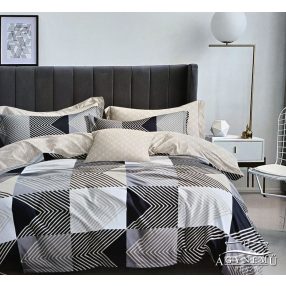  Ágyneműhuzat garnitúra, 7 részes ágynemű garnitúra szett, Szürke absztrakt csíkos ágynemű