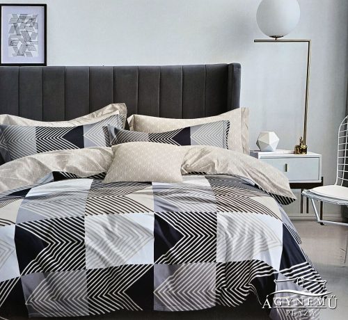 Ágyneműhuzat garnitúra, 7 részes ágynemű garnitúra szett, Szürke absztrakt csíkos ágynemű