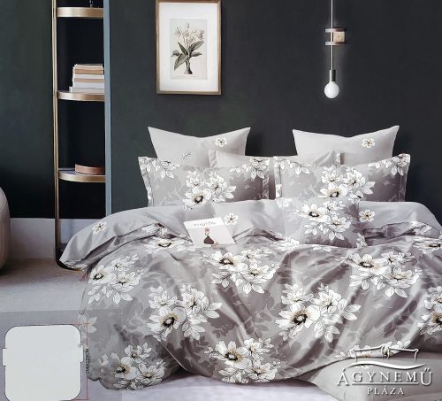 Ágyneműhuzat garnitúra, 7 részes ágynemű garnitúra szett, Szürke virágos ágynemű