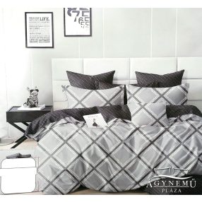   Ágyneműhuzat garnitúra, 7 részes ágynemű garnitúra szett, szürke Csíkos ágynemű