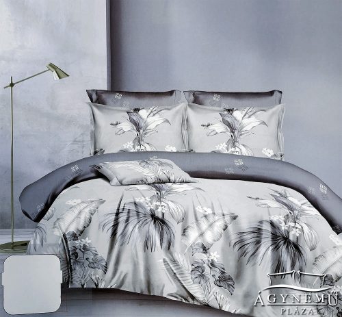 Ágyneműhuzat garnitúra, 7 részes ágynemű garnitúra szett, Szürke virágos ágynemű