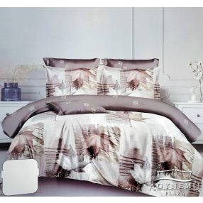   Ágyneműhuzat garnitúra, 7 részes ágynemű garnitúra szett, Világosbarna virágos ágynemű