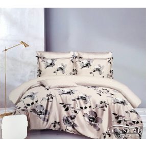   Ágyneműhuzat garnitúra, 7 részes ágynemű garnitúra szett, Világosbarna virágos ágynemű