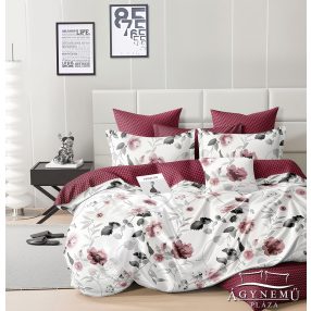   7 részes mikroplüss ágyneműhuzat garnitúra, Plüss ágynemű garnitúra szett, piros Virágos