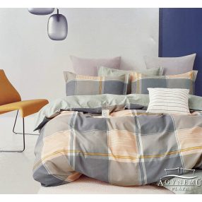   Ágyneműhuzat garnitúra, 7 részes ágynemű garnitúra szett, Barna kockás ágynemű