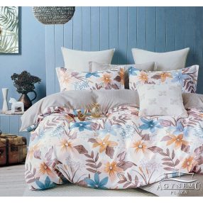   Ágyneműhuzat garnitúra, 7 részes ágynemű garnitúra szett, Krém virágos ágynemű